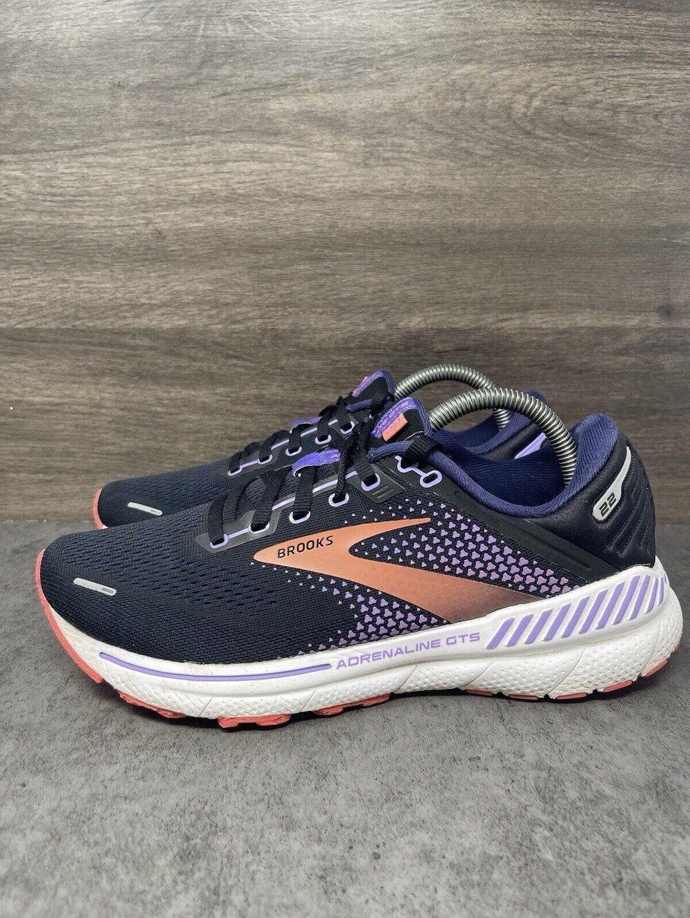 Brooks Adrenaline GTS 22 Womens Size 9.5 Navy Purple Coral Stability Running